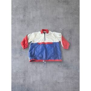 Vtg Deerskin Color Block Anorak Pullover Hooded Jacket Men’s Large 1990s USA